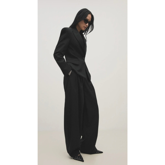 MANGO BLACK CRYSTAL RHINESTONE POINTED TOE MULE PUMPS HIGH HEELS SHOES 37 6.5 - Picture 4 of 7